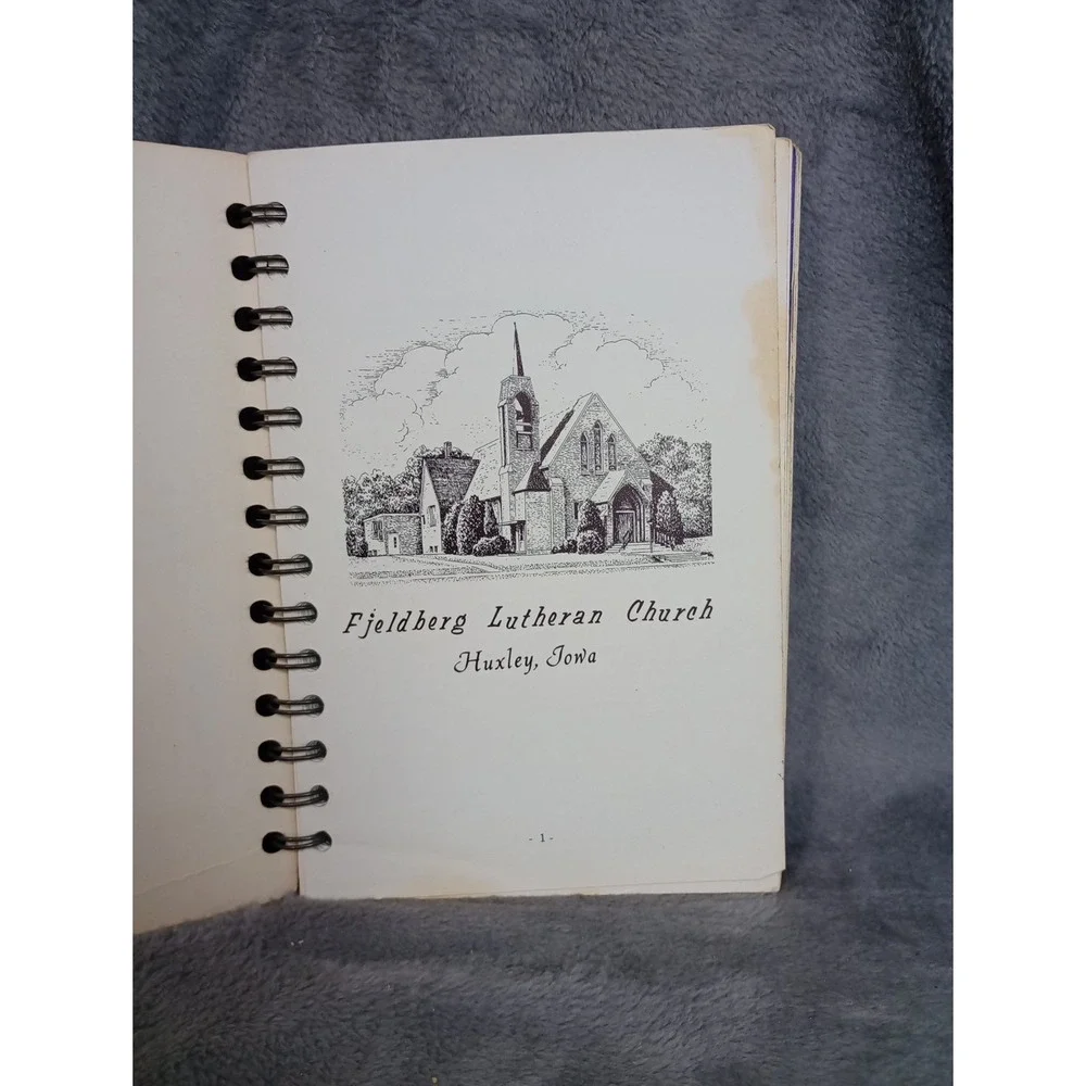 Fjeldberg Lutheran Church Cookbook 1965 Huxley, Iowa Spiral Vintage Recipe Local